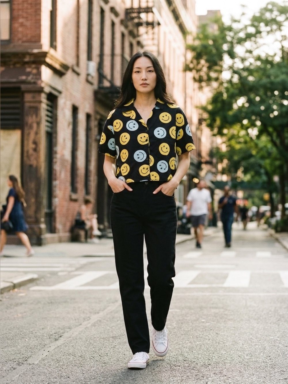 Forever 21 Button-Up Shirt Smiley Print size 0X